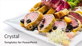  Presentation with rich - Presentation design enhanced with wonderful beef wellington with rich background and a white colored foreground