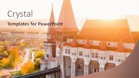  Presentation with gothic castle - Beautiful presentation theme featuring wonderful-gothic-renaissance-castle backdrop and a sky blue colored foreground