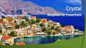  Presentation with island - Audience pleasing slide deck consisting of wonderful greece symi island dodecanese backdrop and a cobalt blue colored foreground