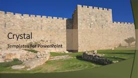  Presentation with green lawn - Audience pleasing PPT layouts consisting of wonderful green lawn defensive wall backdrop and a coral colored foreground