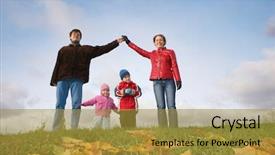  Presentation with family children - Slide set featuring wonderful life - children in family house autumn background and a gold colored foreground