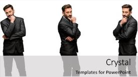  Presentation with fixing his black bow tie - Colorful PPT theme enhanced with wonderful life - middle age man with beard backdrop and a light gray colored foreground