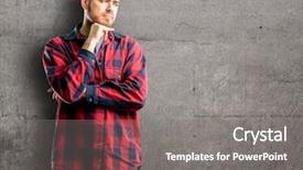  Presentation with thinking - Presentation design featuring wonderful life - young handsome man thinking thoughtful background and a  colored foreground