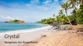  Presentation with footprints and sand beach - Audience pleasing theme consisting of wonderful sand beach of mirissa backdrop and a  colored foreground