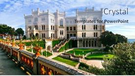  Presentation with sea - Amazing PPT theme having wonderful-white-castle-over backdrop and a light blue colored foreground