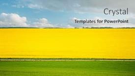  Presentation with earth land - Presentation design featuring wonderful-yellow-rapeseed-field background and a light blue colored foreground