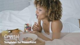  Presentation with looking glass - Theme having wonderful-young-model-lying background and a coral colored foreground