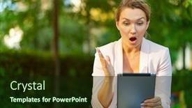  Presentation with bad news - Audience pleasing PPT theme consisting of wondering-face-of-a-businesswoman backdrop and a wine colored foreground