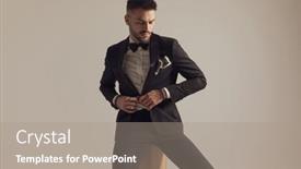  Presentation with gray - Slide set enhanced with wondering-groom-unbuttoning-his-jacket background and a gray colored foreground