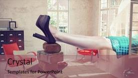  Presentation with photo - Audience pleasing PPT theme consisting of wonderland - large woman resting backdrop and a violet colored foreground