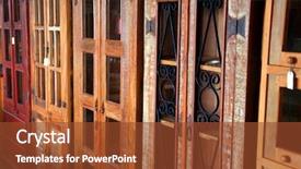  Presentation with antique wood furniture - Beautiful PPT theme featuring antique wooden shelf's backdrop and a tawny brown colored foreground
