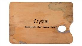  Presentation with artist - Slide set with pallet wood - empty artist's palette isolated background and a coral colored foreground