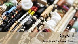  Presentation with seashell - Slide deck with coconut shell design - wood and seashell bead necklaces background and a coral colored foreground