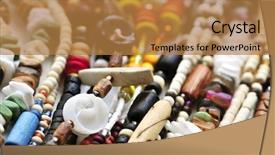  Presentation with seashell - Presentation theme enhanced with coconut shell design - wood and seashell bead necklaces background and a coral colored foreground