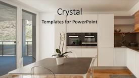  Presentation with modern elegant - Beautiful presentation theme featuring wood architecture plants - elegant modern kitchen nobody inside backdrop and a soft green colored foreground