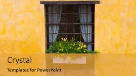  Presentation with fighter plane old airplane - Presentation theme enhanced with wood architecture plants - old styled window with green background and a gold colored foreground