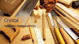  Presentation with woodworking - PPT layouts consisting of wood art - fine woodworking background and a yellow colored foreground