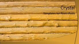  Presentation with wood log - Colorful slide deck enhanced with wood background close-up of log house backdrop and a gold colored foreground