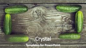  Presentation with cucumbers - Cool new slides with wood background with fresh cucumbers backdrop and a gray colored foreground