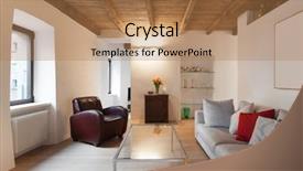  Presentation with living room - Theme enhanced with wood beam - architecture comfortable loft furnished living background and a coral colored foreground