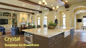  Presentation with feminine kitchen - Presentation theme featuring wood beam - bright elegant kitchen background and a tawny brown colored foreground