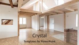  Presentation with empty space dance studio - Cool new slides with wood beam - interior of modern house backdrop and a coral colored foreground