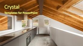  Presentation with nobody - Presentation theme consisting of wood beam - modern loft interior nobody inside background and a tawny brown colored foreground