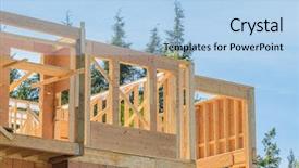  Presentation with new home sales - Slide deck featuring wood beam - new home under construction background and a light blue colored foreground
