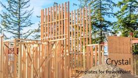  Presentation with new home sales - Cool new PPT layouts with wood beam - new home under construction backdrop and a coral colored foreground