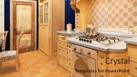  Presentation with kitchen design - Audience pleasing slide set consisting of young businessman in office with a mug backdrop and a white colored foreground
