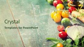  Presentation with free cooking - Slide deck consisting of wood bio healthy food herbs background and a soft green colored foreground