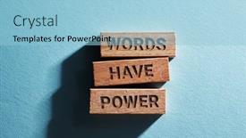  Presentation with power - Presentation design with wood-block-with-text-words background and a light blue colored foreground