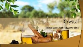  Presentation with old wood planks - Audience pleasing presentation consisting of wood bowls and pressed oil backdrop and a yellow colored foreground