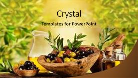  Presentation with free food - Audience pleasing slide deck consisting of wood bowls and pressed oil backdrop and a yellow colored foreground