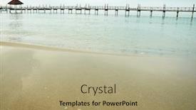  Presentation with wood bridge - Colorful presentation enhanced with wood bridge on beautiful sea backdrop and a coral colored foreground