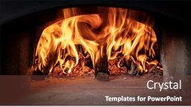  Presentation with food preparation - Slide set featuring wood-burning-inside-a-wood background and a tawny brown colored foreground