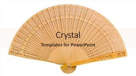  Presentation with feminine - Presentation theme having wood chinese fan isolated background and a coral colored foreground