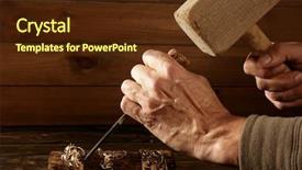  Presentation with craftsman - PPT layouts consisting of gouge wood chisel carpenter tool background and a tawny brown colored foreground