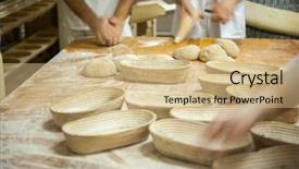  Presentation with fresh bread subway food - Slides with wood chopping board for sale background and a coral colored foreground