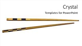  Presentation with chopsticks - Colorful PPT layouts enhanced with wood chopsticks isolated on white background backdrop and a white colored foreground