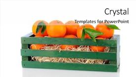 Presentation with mandarin oranges - Beautiful theme featuring citrus reticulata - wood crate full of clementine backdrop and a white colored foreground