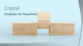  Presentation with cube - Presentation design having wood-cube-arrange-in-shape background and a cool aqua colored foreground