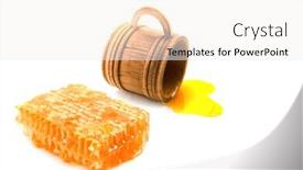  Presentation with honeycomb - PPT theme having wood cup and honeycomb isolated background and a white colored foreground