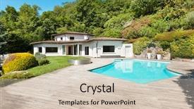  Presentation with villa - Colorful presentation enhanced with wood deck - architecture villa with swimming pool backdrop and a lemonade colored foreground