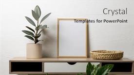  Presentation with interior design - Presentation featuring wood-empty-frame-with-copy background and a  colored foreground