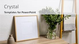  Presentation with interior design - Presentation design having wood-empty-frame-with-copy background and a white colored foreground