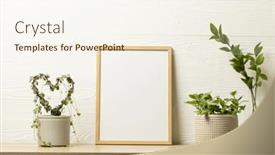  Presentation with plants - Slide set having wood-empty-frame-with-copy background and a cream colored foreground