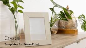  Presentation with interior design - Theme having wood-empty-frame-with-copy background and a coral colored foreground