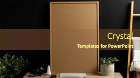  Presentation with black technology - Slide deck featuring wood-empty-frame-with-copy background and a tawny brown colored foreground