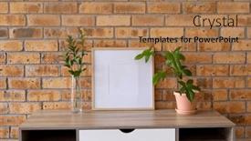  Presentation with brick wall - PPT layouts consisting of wood-empty-frame-with-copy background and a  colored foreground